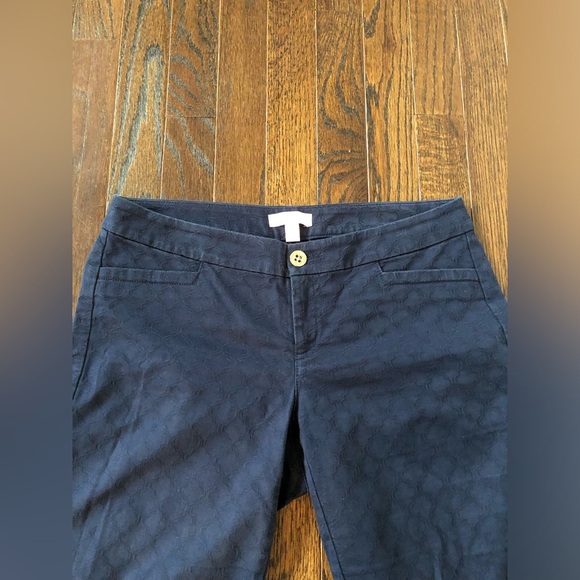 Lilly Pulitzer Women’s 2 Navy Blue Lattice Textured Skinny Ankle Pants - Picture 4 of 12